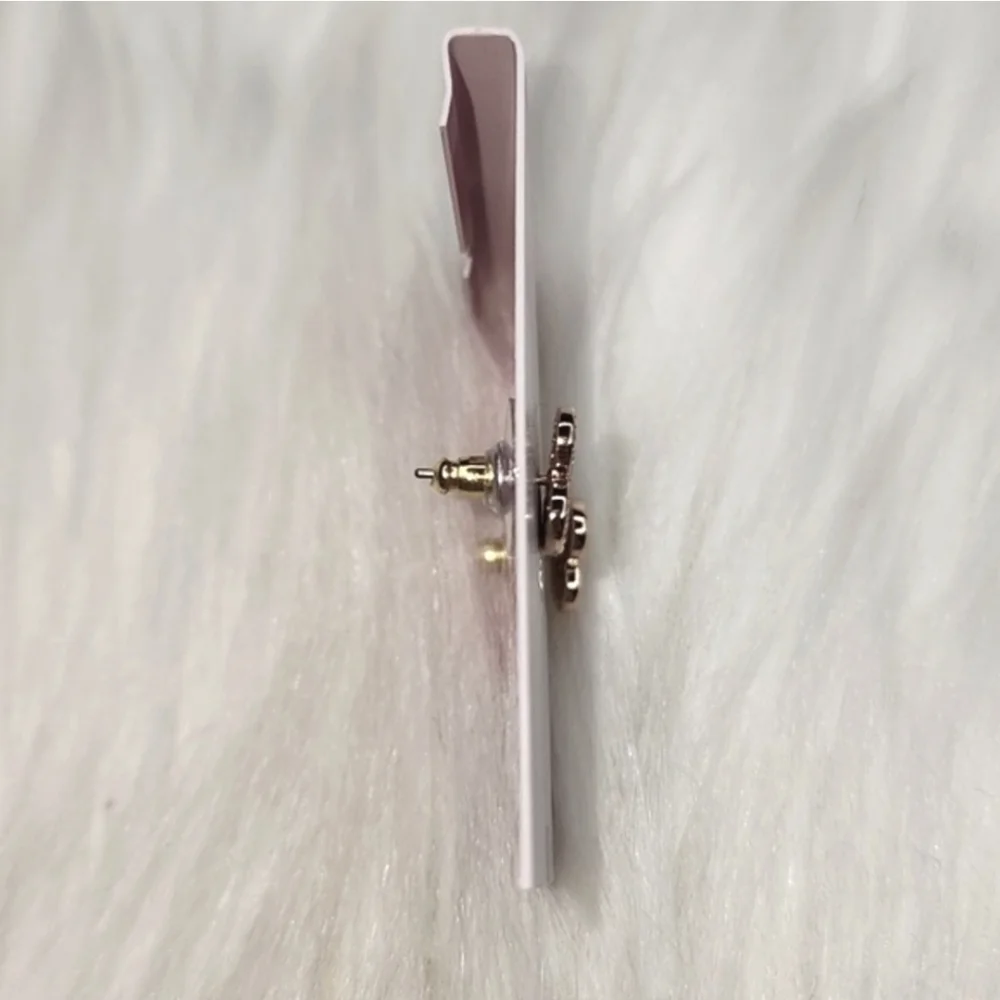 Kate Spade Yours Truly Pave Heart Studs Clear Rose Gold Earrings